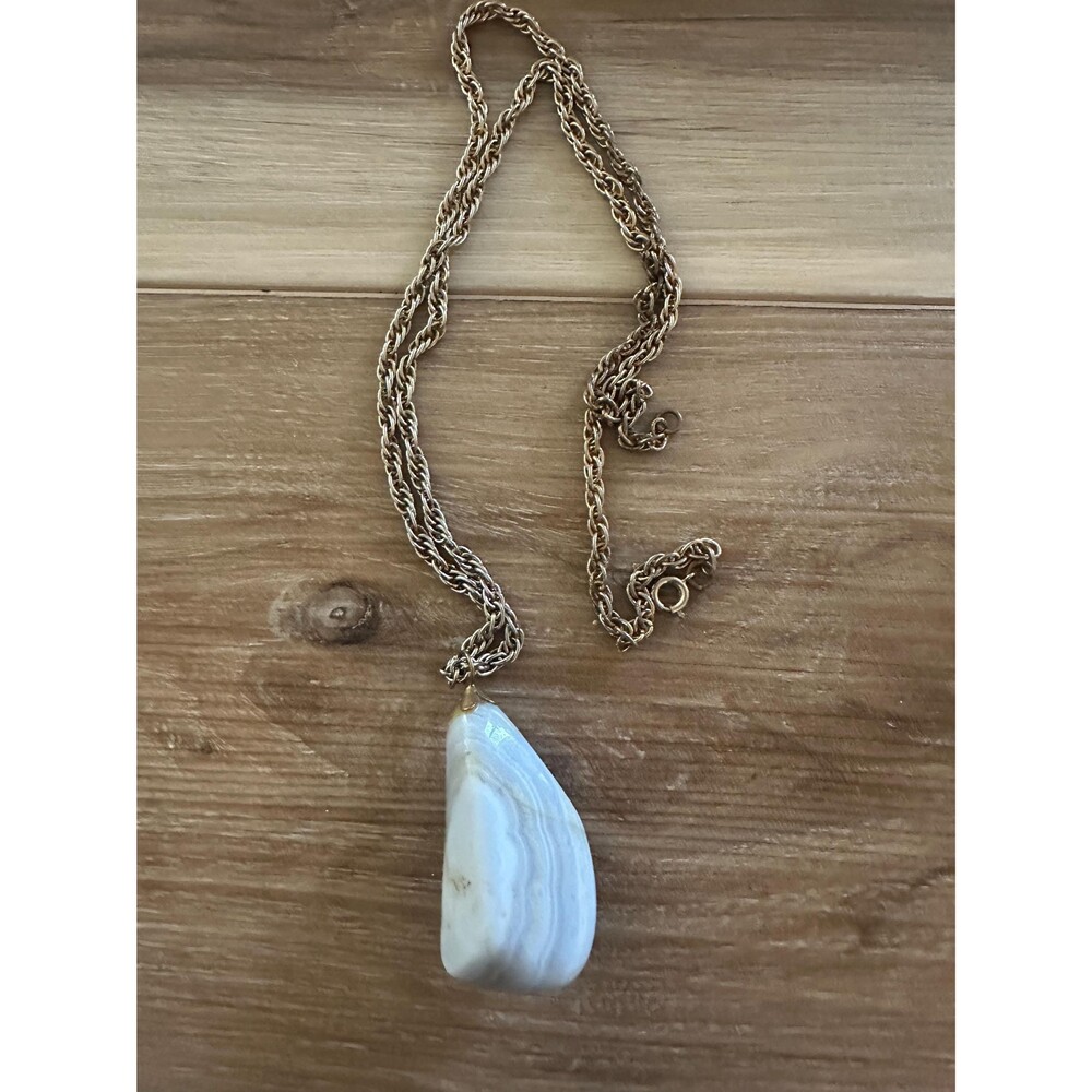 Boho Blue Lace Agate Stone Necklace